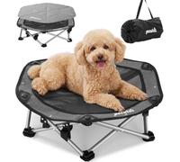 Pecute Tapis Rafraichissant Chien avec Lit Chien Sureleve Rafraîchissant, Panier Chien Pliable Portable, Respirant Antidérapant, Jusqu'à 60 kg, Intérieur Extérieur, Taille M 66x60x15cm