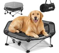 Pecute Tapis Rafraichissant Chien avec Lit Chien Sureleve Rafraîchissant, Panier Chien Pliable Portable, Respirant Antidérapant, Jusqu'à 60 kg, Intérieur Extérieur, Taille XL 97x90x20cm