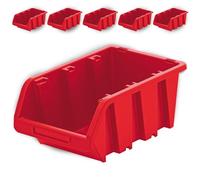 PECZEKO Coffret d'atelier empilable, boîte de rangement en PP, boîte de rangement avec ouverture, boîtes de stockage pour mur d'outils, boîte de rangement avec ouverture, boîte de tri - Rouge 5 pièces