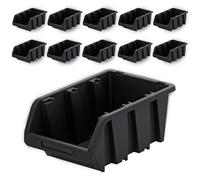 PECZEKO Coffret d'atelier empilable, boîte de rangement en PP plastique, boîte de rangement avec vue empilable, boîtes de stockage pour mur d'outils, boîte de rangement avec vue, boîte de tri - Noir