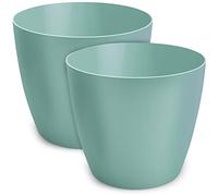 PECZEKO Pot de Fleurs TULMERO Mat, Pot de Fleurs en Plastique, Pot décoratif pour Grandes et Petites Plantes, Lot de 2 Pots de Fleurs, Pot de Fleurs, Pot d'herbes, (Paquet de 2) Menthe, ø 16 cm