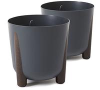 PECZEKO TULMERO Pot de Fleurs Mat en Plastique, Décoratif pour Grandes et Petites Plantes, Herbes Aromatiques (Paquet de 2) Anthracite, ø 30 cm