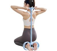 Pedal Resistance Band - 6-Tube Elastic Rope, Multifunction Sit-up Puller with Contoured Foot Pedals, Yoga Training Tool, Pilates Expander, Home Gym Equipment for Abdomen Waist and Leg Stretching