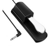 Pédale de Sustain Universelle pour Piano Numérique, 1.5m, Prise 6,35mm Pédale Antidérapante en Chrome pour Claviers Électroniques avec Commutateur de Polarité, Pédale de Piano pour Synthétiseur