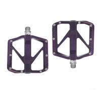 Pédale de vélo de montagne et de route avec 4 roulements, design à clou amovible, corps en alliage d'aluminium, tige en acier chromé pour une meilleure résistance à l'usure (violet)