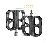 Pédale de vélo légère en fibre de carbone pour vélo de route et VTT avec 3 roulements à pelin et clous antidérapants pour une meilleure adhérence du pied et une rotation fluide (noir)