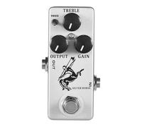 Pédale d'effet pour guitare de cheval argentée pour Mosky Overdrive et pour Boost avec coque en métal True Bypass, 3 boutons (TREBLE/OUTPUT/GAIN), compatible avec alimentation CC 9 V