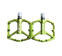 Pedale Velo Marchepied antidérapant CNC en Alliage d'aluminium 9/16" for vélo de Route et Fixie, pédales VTT à 3 roulements(Green)