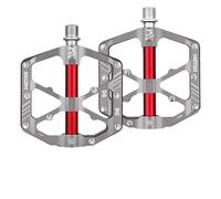Pedale VTT Pédales de vélo réfléchissantes à 3 roulements, antidérapantes, en Alliage d'aluminium, Plates, pièces imperméables applicables(MZ-X12F Silver)