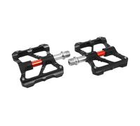 Pedale vtt plateforme descente - bmx newton noir axe rouge a roulements alu cnc