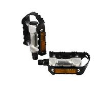 Pedale vtt roulement premium newton alu corps argent cage noir 9-16" (paire)