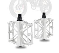Pédales blanches compatibles avec Ridstar Q20, pédales de vélo pour vélo électrique, pédale plate en aluminium légère avec broches antidérapantes, pédale plate durable pour vélo électrique