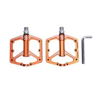 Pédales de Vélo 1 Paire, Aluminium Alliage Léger, 3 Roulements Scellés, Antidérapantes et Creuses, Remplacement pour VTT - Résistantes et Stables, Design Respirant, Idéales pour (Orange)