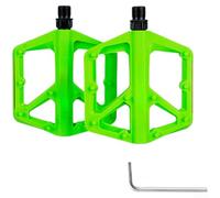 Pédales de vélo à filetage de 9/16 pouces avec plaque large fabriquées en nylon et fibre de verre avec deux roulements scellés DU et broches antidérapantes pour un meilleur contrôle (vert)