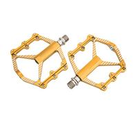 Pédales de vélo à roulement CNC en Alliage d'aluminium, légères et durables, pour vélos de Route, VTT et vélos pliants, Tige en Acier au Chrome-molybdène 123 x 101 mm, Lot de 2 (Or)