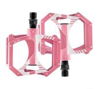 Pédales de vélo à transfert de puissance efficace avec double bagues DU - Corps en nylon et essieu en acier rectifié de précision pour une performance constante (rose)