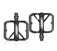 Pédales de vélo antidérapantes en aluminium avec plateforme large et double roulement DU pour plus de stabilité et de confort sur les vélos de montagne et de route avec marquages transparents gauche