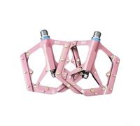 Pédales de vélo avec roulements scellés, broches antidérapantes et marquages gauche/droite, plate-forme plate en alliage d'aluminium pour vélo de montagne, clé hexagonale incluse (rose)