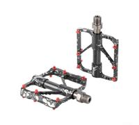 Pédales de vélo de montagne en aluminium CNC Plate-forme plate avec triple système de roulement - Repose-pieds de vélo de route étanches à la poussière 150 g Paire (noir-titane)