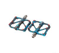 Pédales de vélo de montagne en aluminium CNC Plate-forme plate avec triple système de roulement - Repose-pieds de vélo de route étanches à la poussière 150 g Paire (noir et bleu)