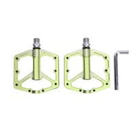 Pédales de vélo de qualité supérieure, roulement en Alliage d'aluminium, Remplacement de pédale Creuse antidérapante avec 3 roulements scellés, Plate-Forme légère Universelle pour (Green)