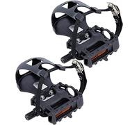 Pédales de vélo de route et de VTT, Pédales de vélo avec cale-pied et sangles Pédales de vélo en alliage for SPD Spin Bike Exercice Cyclisme en salle Pédales hybrides for vélo de spin Vélos d'extérieu