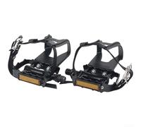 Pédales de vélo en alliage d'aluminium avec double roulement pour vélo de montagne, vélo de route fixie, léger, antidérapant, texturé pour surface noire et argentée (noir)