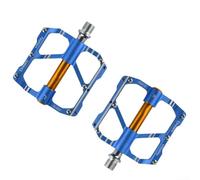 Pédales de vélo en alliage d'aluminium avec système à 3 roulements scellés, tige en acier, finition antirouille anodisée pour vélos de route et VTT (bleu)