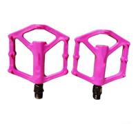 Pédales de vélo en nylon léger avec système de roulement DU, profil ultra fin pour VTT et vélo de route, axe de 14 mm, pédales à faible friction (violet)