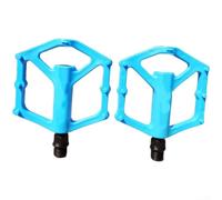 Pédales de vélo en nylon léger avec système de roulement DU, profil ultra fin pour VTT et vélo de route, axe de 14 mm, pédales à faible friction (bleu)