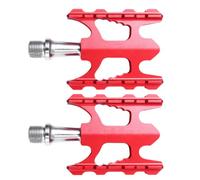 Pédales de Vélo Légères en Alliage D'aluminium, pour Route | Structure à Roulement, Installation Facile, Stabilité Accrue, Usage Récréatif et Déplacement Quotidien, Rouge