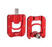 Pédales de vélo pliables en alliage d'aluminium de 2,4 cm avec filetage scellé et 12 broches antidérapantes pour vélos pliants et vélos de route, rouge (rouge)