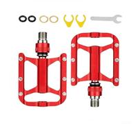 Pédales de vélo pliables et légères avec poignée double face | Construction en métal, pour une installation rapide sans outil, taille 11,1 x 7,2 cm, options rouge rose, rangement compact