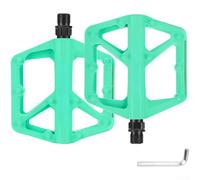 Pédales de vélo, roulements à double étanchéité pour VTT, vélo de route, construction en nylon léger, plateforme large antidérapante avec 20 clous (vert menthe)
