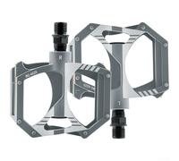 Pédales de VTT avec double bague DU pour une rotation fluide et une durabilité prolongée, corps composite en nylon et axe en acier (gris)