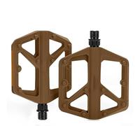 Pédales de VTT avec large plate-forme en nylon, roulements scellés, panneaux réfléchissants et broches antidérapantes double face pour améliorer la prise en main et la sécurité de conduite (marron)