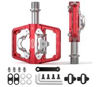 Pédales de VTT compatibles avec Cales Shimano SPD - Pédales Doubles Face Plateforme et automatiques,pédales Plateforme 9/16” et automatiques pour vélo de Route,VTT et vélos Hybrides (Rouge)
