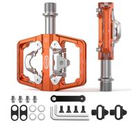 Pédales de VTT compatibles avec Cales Shimano SPD - Pédales Doubles Face Plateforme et automatiques,pédales Plateforme 9/16” et automatiques pour vélo de Route,VTT et vélos Hybrides (Orange)