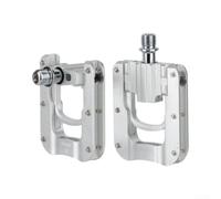 Pédales de VTT en alliage d'aluminium CNC Plate-forme plate - Triple système de roulement antidérapant clous pour vélo électrique trekking 1,4 cm (argent complet)
