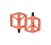 Pédales de VTT en Nylon à Haute adhérence, Double Plateforme Large, antidérapantes, Filetage Standard Britannique 9/16", for VTT, vélos de Ville et vélos urbains.(Orange)