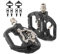 Pédales de VTT SPD Plates à Double Plateforme avec Crampons - Compatible avec Les pédales de vélo Shimano SPD sans Clip, 3 roulements scellés en Fibre de Nylon légère pour vélo de Ville Gravier BMX
