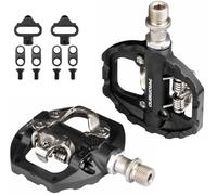 Pédales de VTT SPD Plates à Double Plateforme avec Crampons - Compatible avec Les pédales de vélo Shimano SPD sans Clip, 3 roulements scellés en Fibre de Nylon légère pour vélo de Ville Gravier BMX