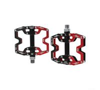 Pédales Plateforme Alu avec Roulements Scellés | Alliage aluminium , pour poids plume, performance accrue, design aérodynamique, argent bleu(black and red)