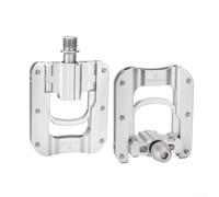 Pédales pliables en alliage d'aluminium avec filetage de 1,4 cm pour vélos Brompton, protection à roulement scellé, 12 broches antidérapantes (argent)