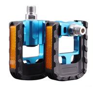 Pédales pliables pour vélo électrique 9/16" avec bandes de sécurité réfléchissantes, alliage d'aluminium et plastique, roulements scellés pour toutes les conditions météorologiques (bleu)