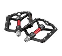 Pedales Vélo Route Durable, Alliage Aluminium CNC, Surface Large 104mm, Noir et Rouge - Reflecfteurs Sécurisés, Anti - Dérapant, Installation Universelle
