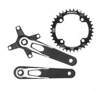 Pédalier carré conique 104BCD avec dents larges étroites compatible avec 32T, 34T, 36T, 38T pour une meilleure rétention de la chaîne (manivelle 32T)