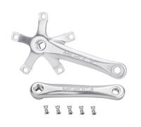 Pédalier de vélo 170 mm en alliage d'aluminium CNC pour VTT, 130 mm pour BCD, gauche et droite, design robuste pour la conduite tout-terrain, noir, lot de 2 pièces avec vis (argenté)