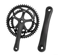 Pédalier de vélo de route 53/39T pour 8 vitesses, 9 vitesses, 10 vitesses, alliage d'aluminium 6061 pour double plateau 130BCD trou losange bras de manivelle de 170 mm noir compatible avec pédale de