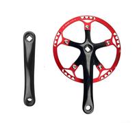 Pédalier de vélo en alliage d'aluminium 7075 avec trou carré 130BCD pour vélos pliants, longueur de manivelle de 165 mm (rouge 53T)